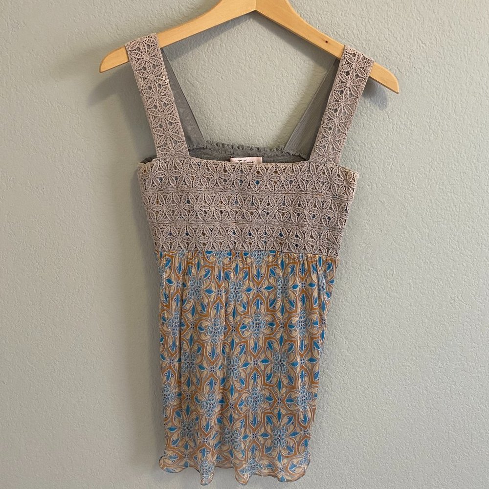 Intuitions Flowy Boho Tank Top Lace Detail | XS